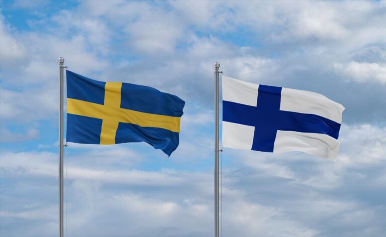 Flags of Sweden and Finland.